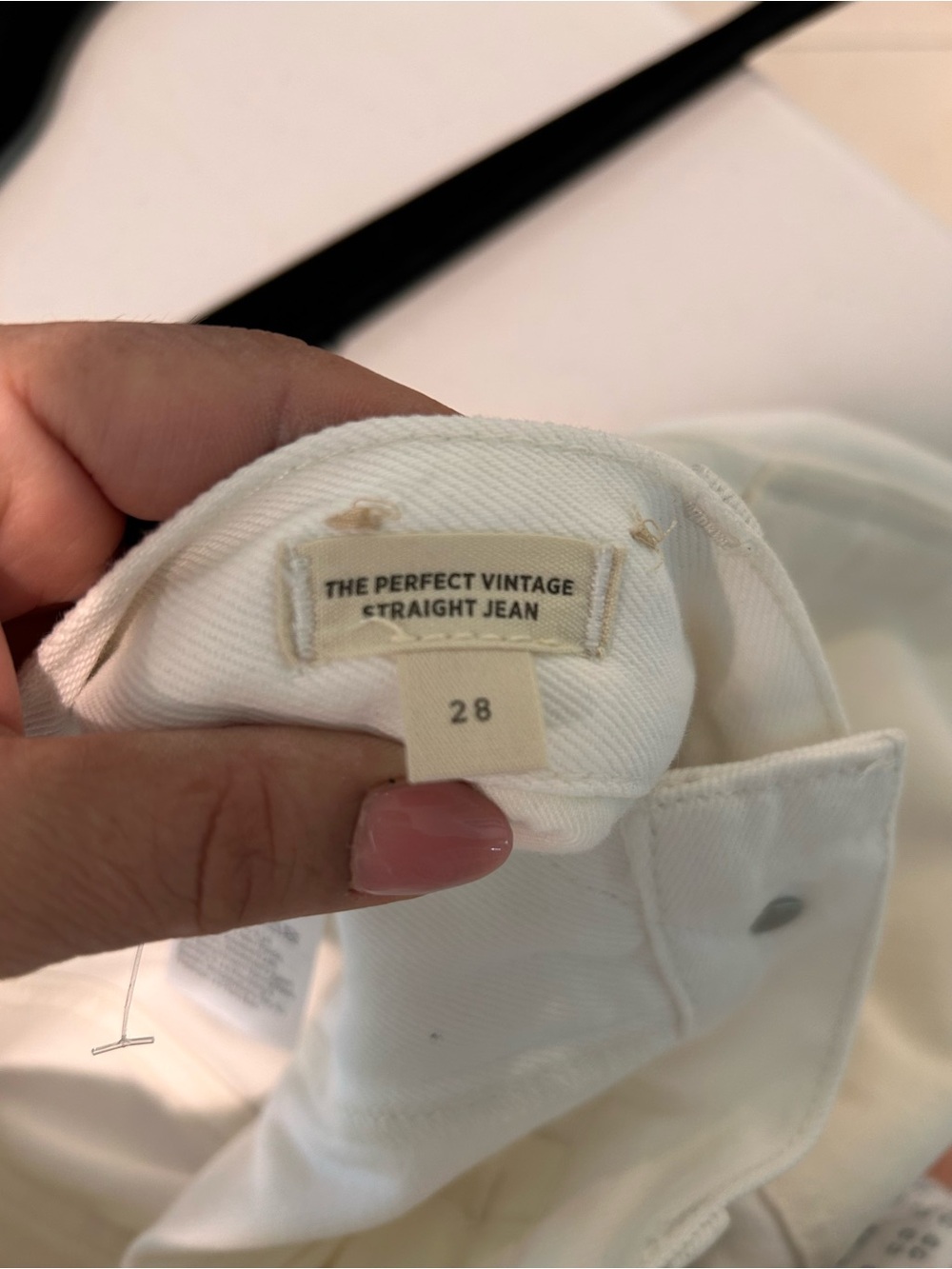 New Madewell Two Tone Perfect Vintage Straight Leg Jeans Cream Women’s 28 - Picture 6 of 8